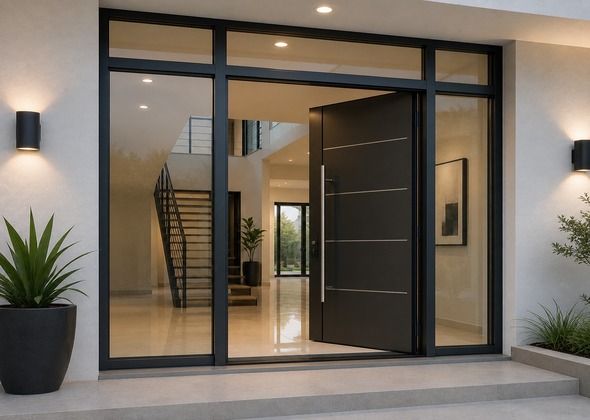 cancelería y puerta